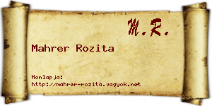 Mahrer Rozita névjegykártya